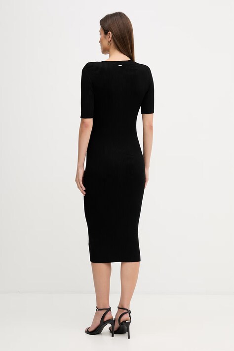 Dkny sukienka kolor czarny midi dopasowana DJ6R0948