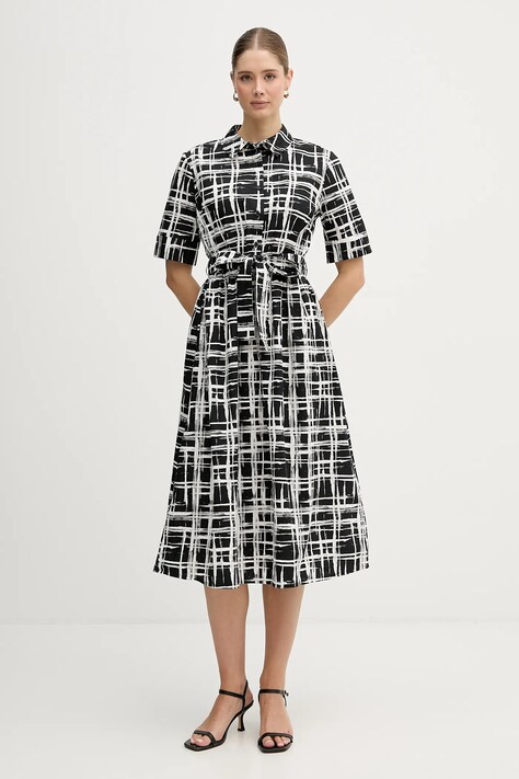 Dkny sukienka bawełniana kolor czarny midi rozkloszowana DD5A1120