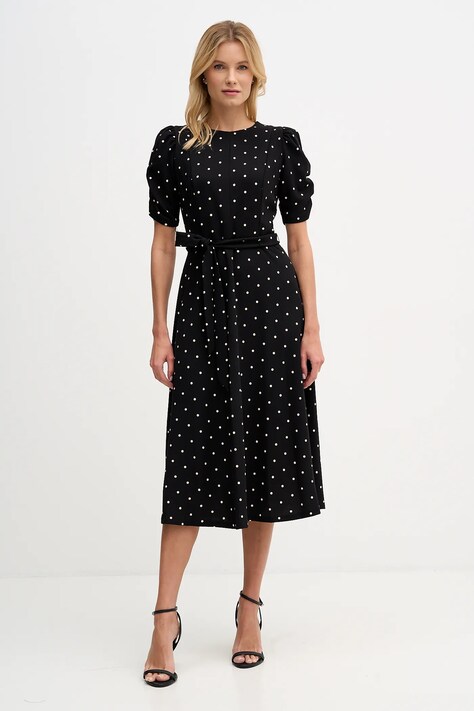 Dkny sukienka kolor czarny midi rozkloszowana DD1G3848