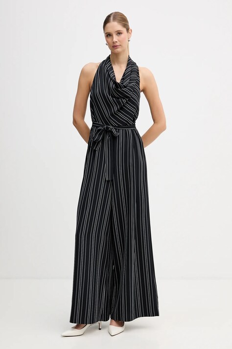 Dkny kombinezon kolor czarny z dekoltem okrągłym DD5P1P63