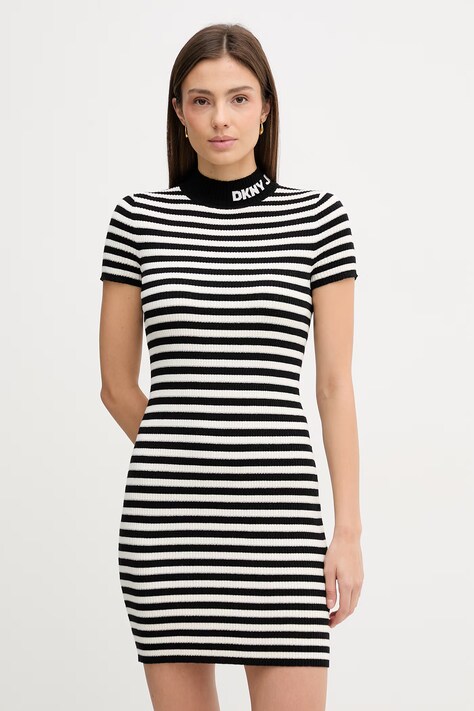 Dkny sukienka kolor czarny mini dopasowana DJ6R0998