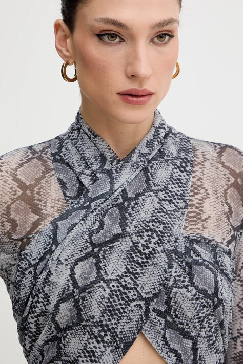 Bardot sukienka kolor szary mini dopasowana 56305DB3