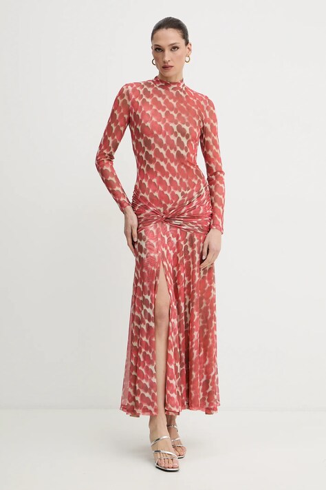 Bardot sukienka kolor pomarańczowy maxi dopasowana 58853DB9