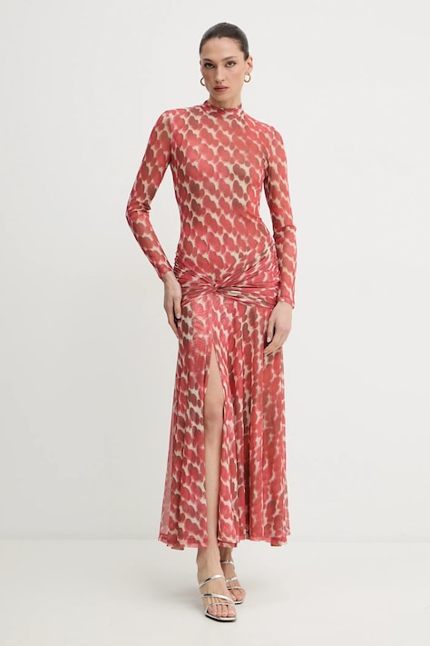 Bardot sukienka kolor pomarańczowy maxi dopasowana 58853DB9