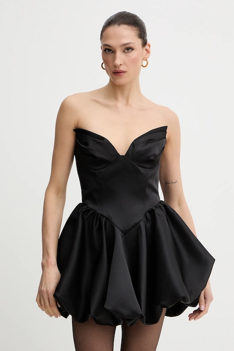 Bardot sukienka kolor czarny mini rozkloszowana 60137DB