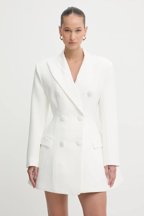 Bardot sukienka kolor biały midi rozkloszowana 60140DB