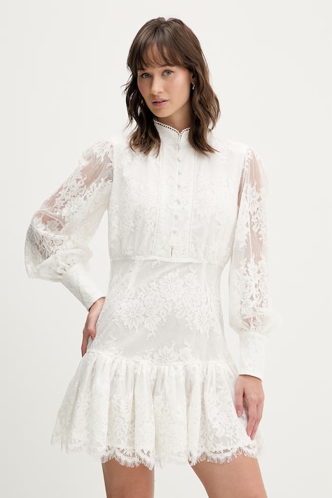 Bardot sukienka kolor beżowy mini rozkloszowana 60268DB