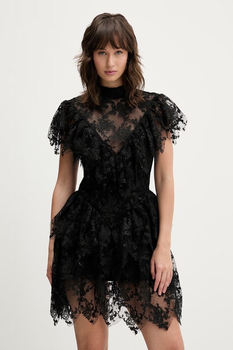 Bardot sukienka kolor czarny mini rozkloszowana 60305DB