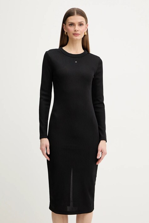 Šaty Armani Exchange čierna farba, midi, priliehavé, XW001834 AF18852