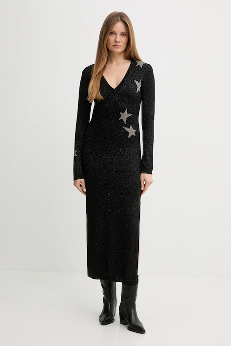 Φόρεμα με προσθήκη μαλλιού ZADIG&VOLTAIRE χρώμα: μαύρο, KWDR01219