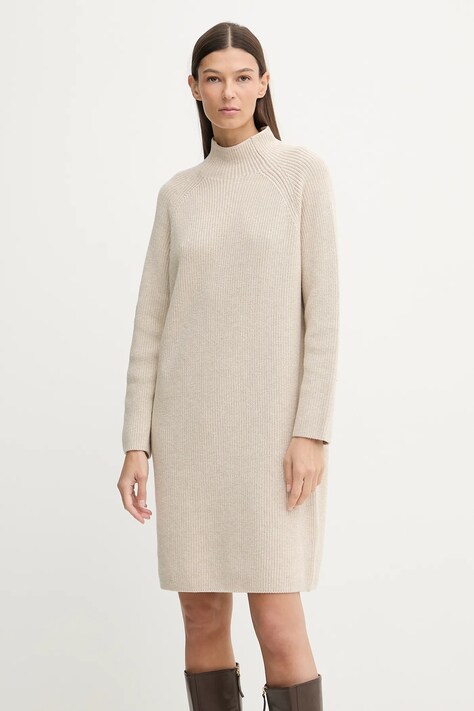 Marc O'Polo sukienka z dodatkiem wełny kolor beżowy mini prosta 600605967001