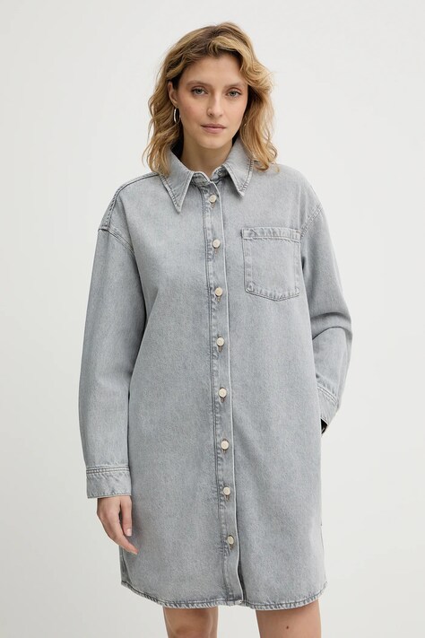 Marc O'Polo sukienka jeansowa kolor szary mini oversize 5000007869