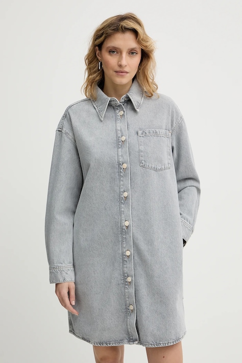 Marc O'Polo sukienka jeansowa kolor szary mini oversize 5000007869