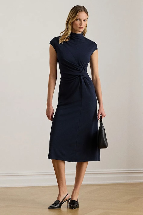 Lauren Ralph Lauren sukienka kolor granatowy midi rozkloszowana 200P03732