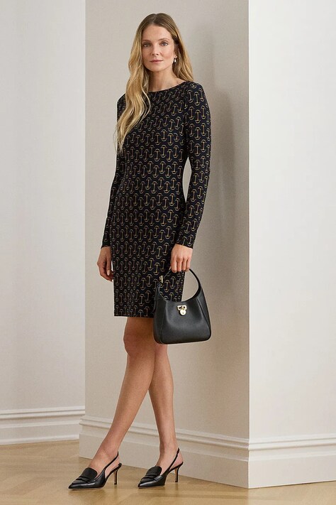 Lauren Ralph Lauren sukienka kolor granatowy mini dopasowana 200P03737