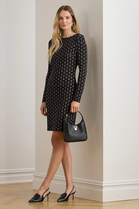 Lauren Ralph Lauren sukienka kolor granatowy mini dopasowana 200P03737