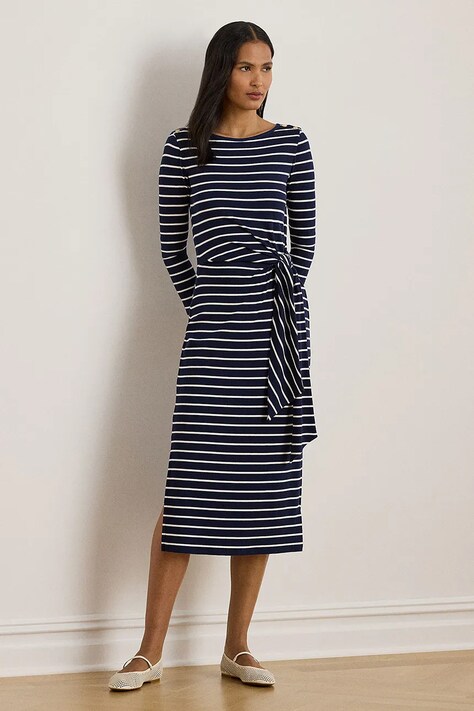 Lauren Ralph Lauren sukienka kolor granatowy midi prosta 200P03766