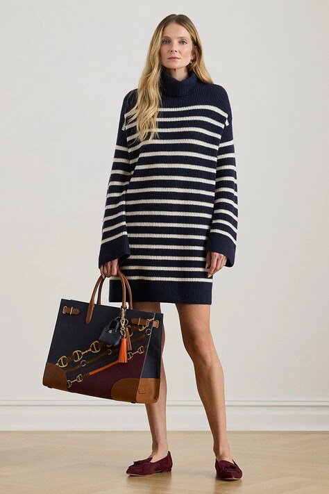 Lauren Ralph Lauren sukienka wełniana kolor granatowy mini oversize 200P08050