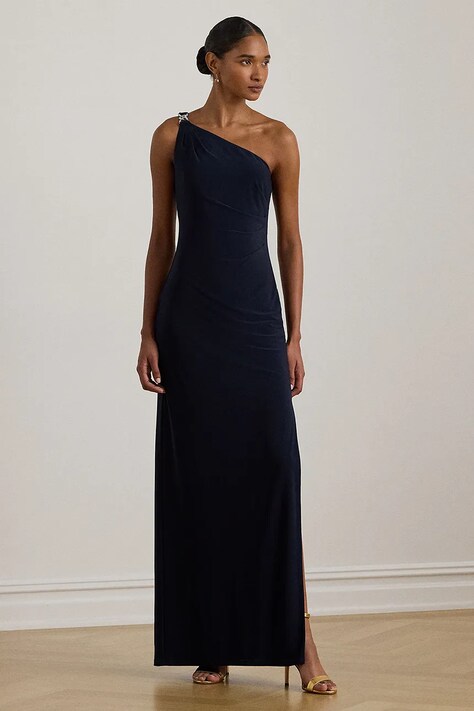 Lauren Ralph Lauren sukienka kolor granatowy maxi dopasowana 253980922