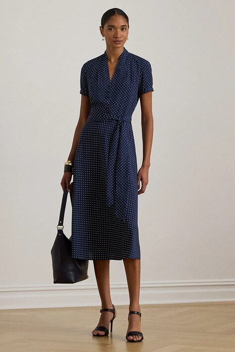 Lauren Ralph Lauren sukienka kolor granatowy mini rozkloszowana 200P11525