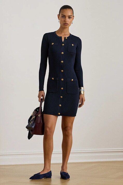 Lauren Ralph Lauren sukienka kolor granatowy mini dopasowana 200P03458