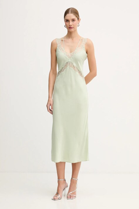 Pinko sukienka kolor zielony maxi prosta 106624 A385