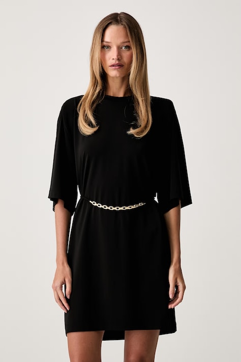 Pinko oversize šaty s acetátom čierne hladké 106484 A32D