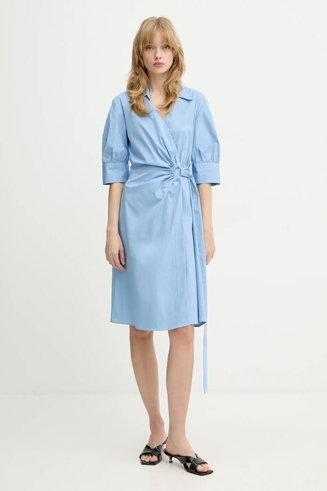 Pinko sukienka kolor niebieski midi rozkloszowana 106602 A35Q