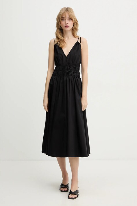 Pinko sukienka kolor czarny midi rozkloszowana 106524 A35Q