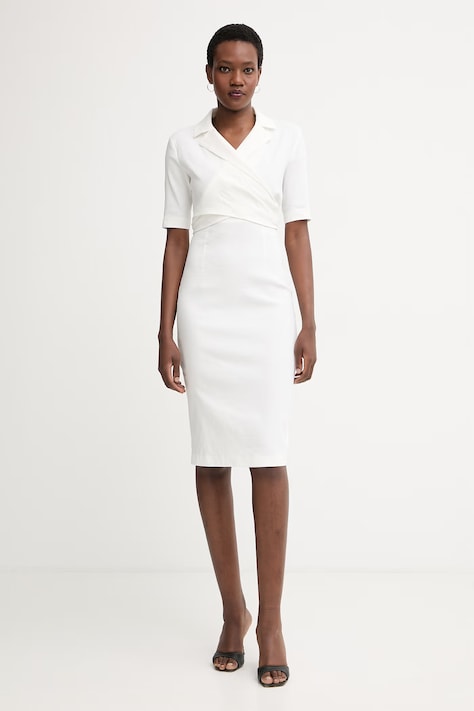 Pinko šaty se lnem bílé hladké 106499 A34I