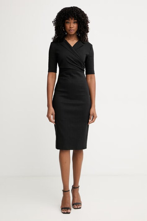 Pinko sukienka z lnem czarna 106499 A34I