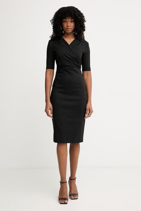 Pinko šaty s ľanom čierne 106499 A34I