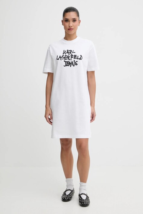 Karl Lagerfeld Jeans sukienka bawełniana kolor biały mini oversize B1W13043