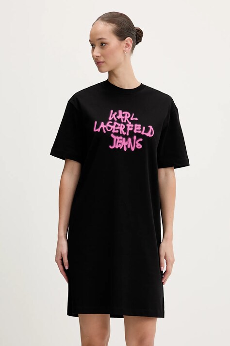Karl Lagerfeld Jeans sukienka bawełniana kolor czarny mini oversize B1W13043