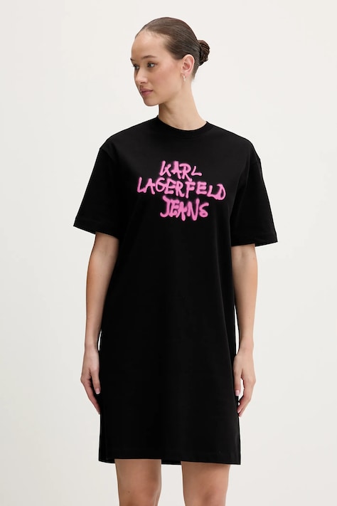 Karl Lagerfeld Jeans sukienka bawełniana kolor czarny mini oversize B1W13043
