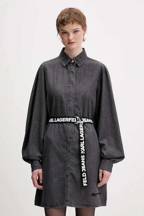 Karl Lagerfeld Jeans sukienka jeansowa kolor szary mini rozkloszowana B1W13038