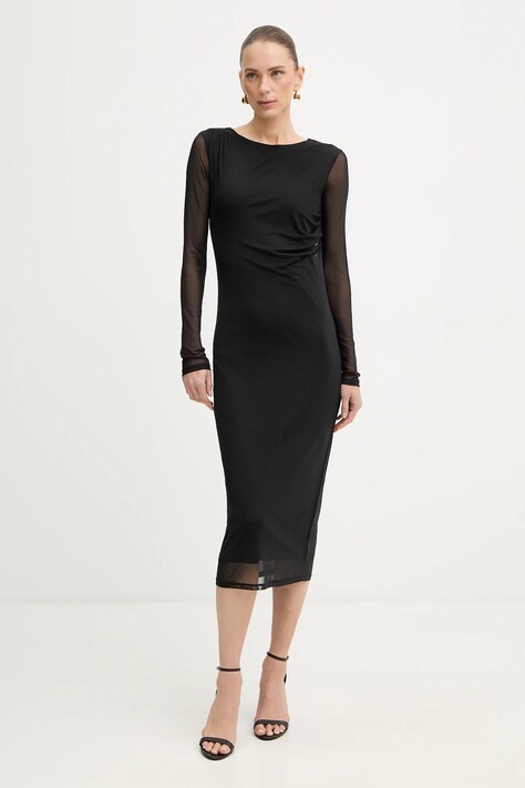 Patrizia Pepe sukienka kolor czarny midi prosta 8A1604 J376