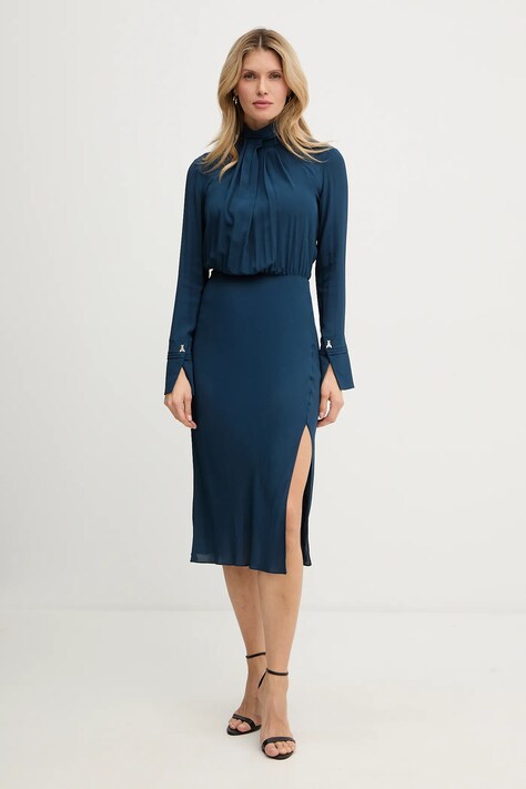 Patrizia Pepe sukienka wiskozowa kolor niebieski midi prosta 8A1623 A8I1