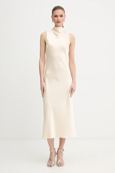 Patrizia Pepe sukienka kolor beżowy maxi prosta 8A1627 A269