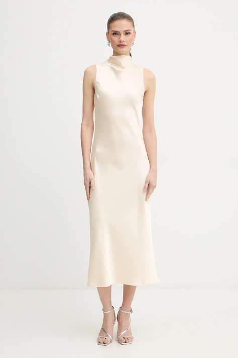 Patrizia Pepe sukienka kolor beżowy maxi prosta 8A1627 A269