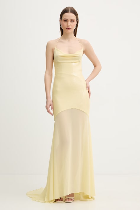 Patrizia Pepe sukienka kolor żółty maxi rozkloszowana 8A1628 J401