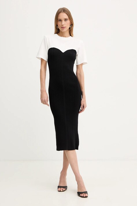 Patrizia Pepe sukienka kolor czarny midi dopasowana 8A1630 K081