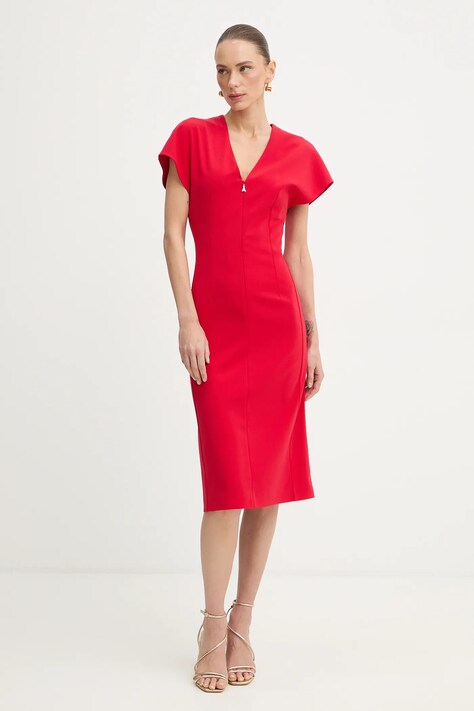 Patrizia Pepe sukienka kolor czerwony midi prosta 8A1663 A6F5