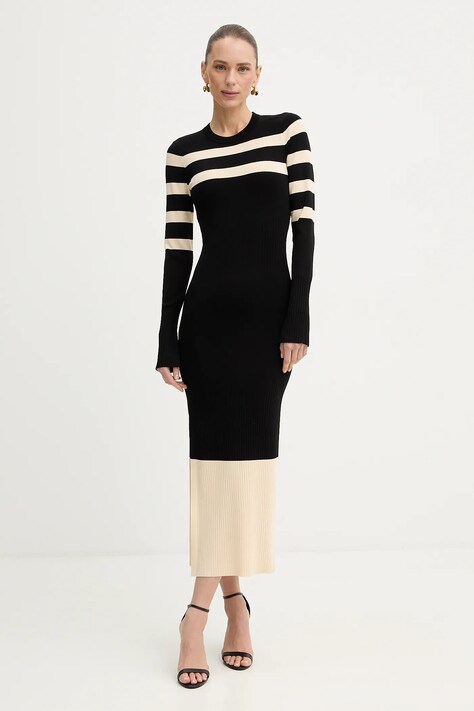 Patrizia Pepe sukienka kolor czarny maxi dopasowana 8A1666 K323