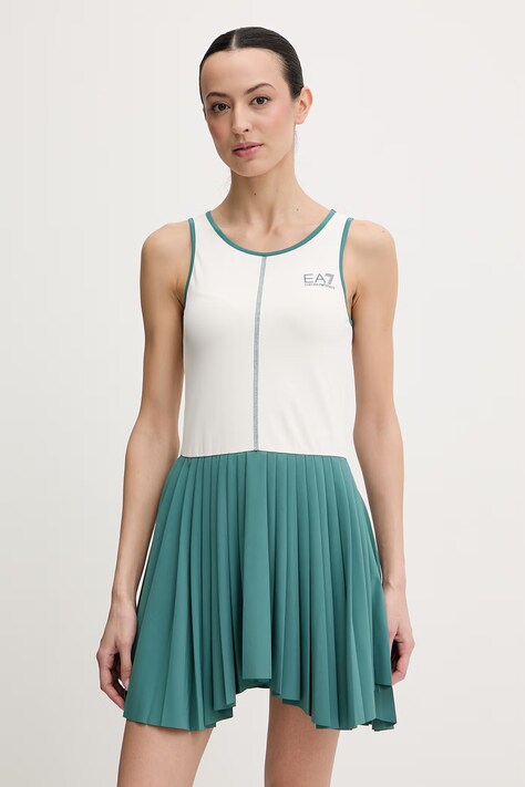 EA7 Emporio Armani sukienka sportowa kolor zielony mini rozkloszowana AF12117.7W000893