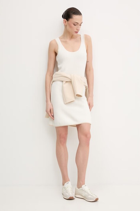 EA7 Emporio Armani sukienka kolor beżowy mini prosta AF22503.7W001124