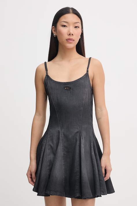 Diesel sukienka letnia jeansowa DE-SPOKY-S czarna z efektem sprania A20907.068VM