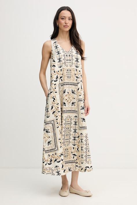 Joseph Ribkoff φόρεμα με λινό μπεζ 262908