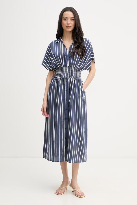 Joseph Ribkoff sukienka rozkloszowana z modalem granatowa w paski 262912