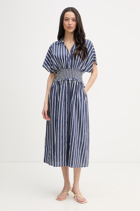 Joseph Ribkoff sukienka rozkloszowana z modalem granatowa w paski 262912